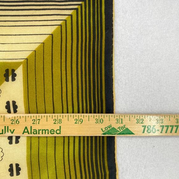 Silk Chiffon Scarf Hand Rolled Geometric Printed Wrap Square Green Black 31" Vtg - Picture 11 of 13